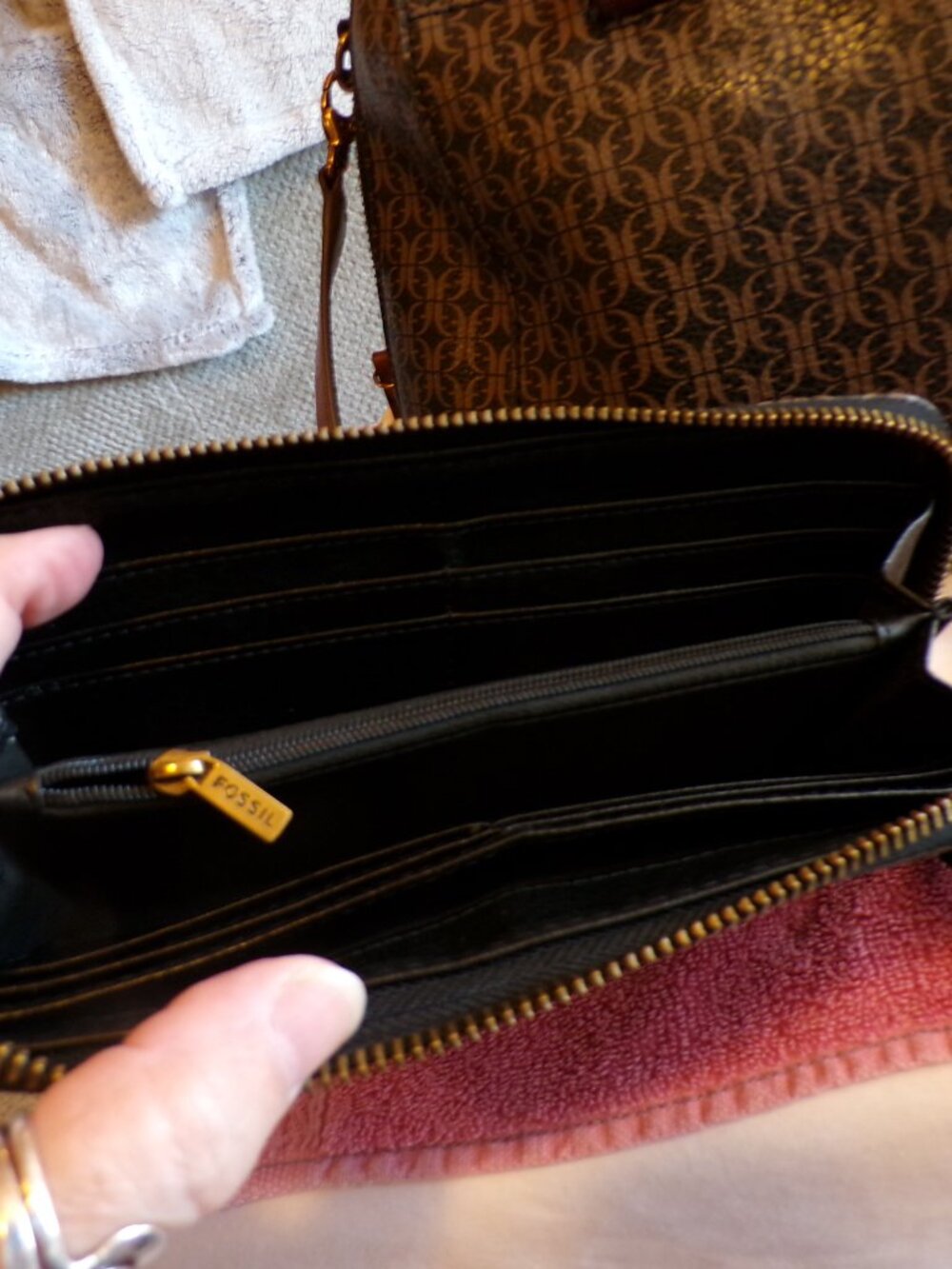 Fossil Tara Monogram Print Purse and Wallet - Picture 2 of 12